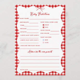 Red Gingham Baby-Q Baby Predictions & Advice Game