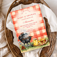 Red Gingham Baby Q Baby Shower
