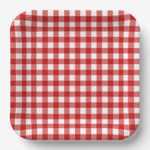 Red Gingham Baby-Q Barbecue BBQ Baby Shower  Paper Plate