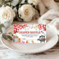 Red Gingham Baby-Q Diaper Raffle Ticket