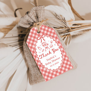 Red Gingham Barbecue Baby-Q Baby Shower Gift Tags