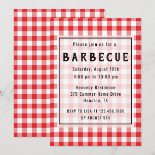 Red Gingham BBQ Party Invitation