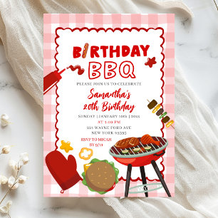 Red Gingham Birthday BBQ invitation