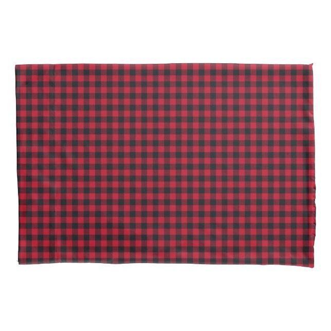 Red Gingham Black and White Check Pillow Case (Front)