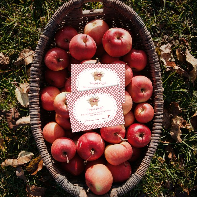 Red Gingham Boho Apple Diaper Raffle Baby Shower  Enclosure Card (Red Gingham Boho Apple Diaper Raffle Baby Shower Enclosure Card)