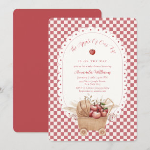 Red Gingham Boho Apple Of Our Eye Baby Shower Invitation