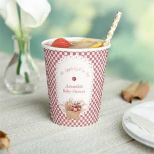 Red Gingham Boho Apple Of Our Eye Baby Shower Paper Cups