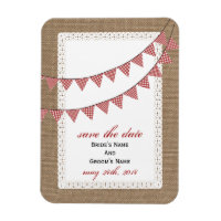 Red Gingham Bunting Burlap Inspired Save The Date