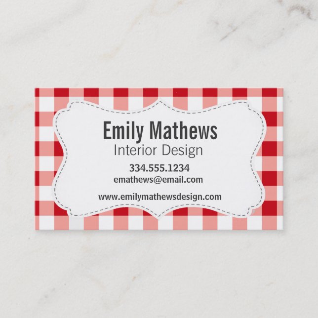 Red Gingham Business Card (Front)