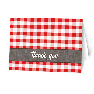 Red Gingham Canvas Thank You Card