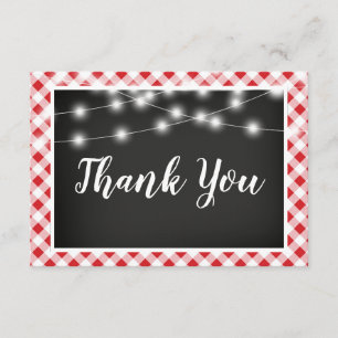 Red Gingham Chalkboard Lights Shower Thank You Card
