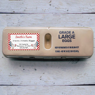 Red Gingham Check Farm Fresh Eggs Chickens Label