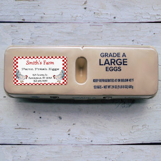 Red Gingham Check Farm Fresh Eggs Chickens Label