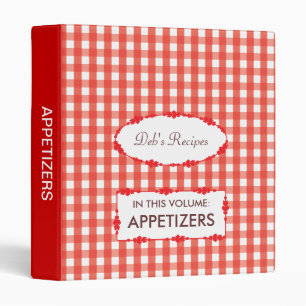 Red Gingham Check Pattern Binder