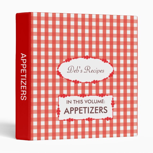 Red Gingham Check Pattern Binder (Front/Spine)