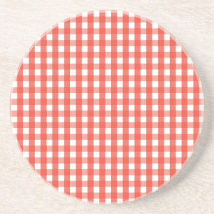Red Gingham Check Pattern Coaster