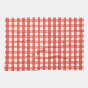 Red Gingham Check Pattern Kitchen Towel