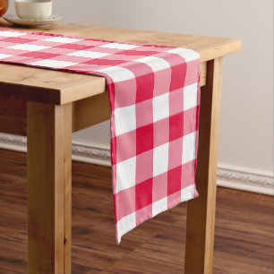 Red Gingham Check Pattern Long Table Runner