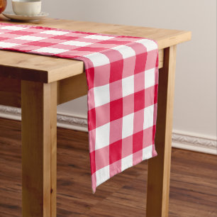 Red Gingham Check Pattern Medium Table Runner