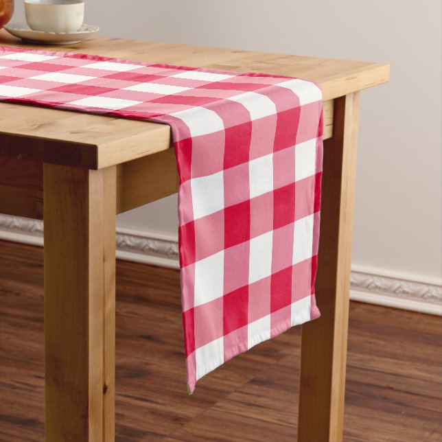 Red Gingham Check Pattern Medium Table Runner (In Situ)