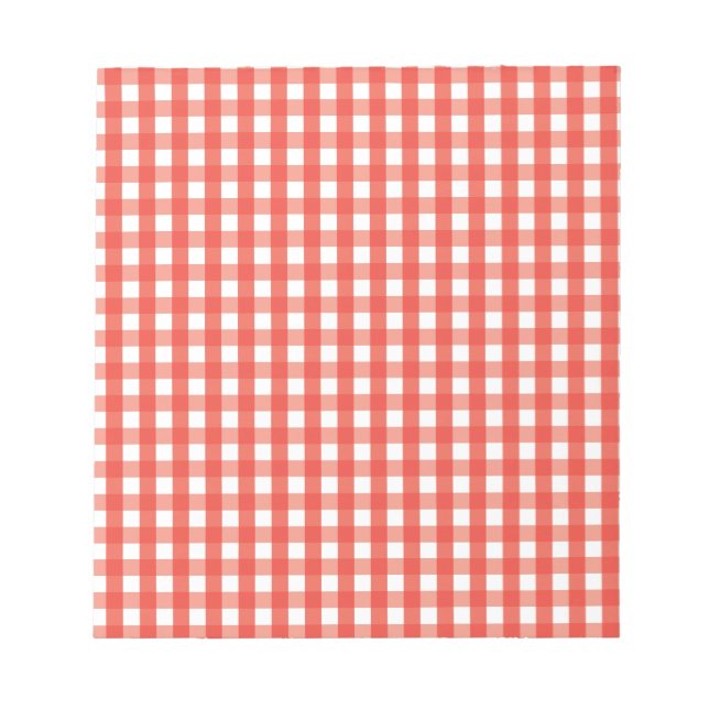 Red Gingham Check Pattern Notepad (Front)