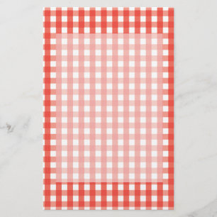 Red Gingham Check Pattern Stationery