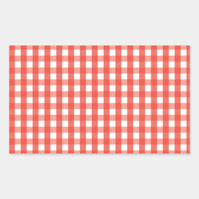 Red Gingham Check Pattern Sticker (Front)