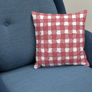 Red Gingham Checkered Background Plaid Pattern Throw Pillow