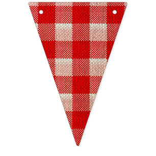 Red Gingham Chequered Pattern Burlap Look Bunting Flags