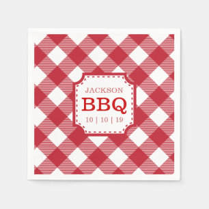 Red Gingham Chequered Pattern Paper Napkin
