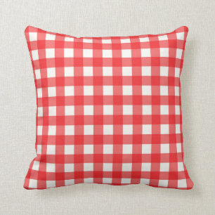 Red Gingham Chequered Pattern Throw Pillow