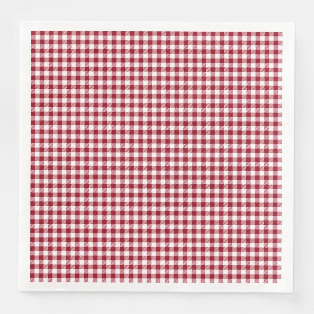 Red Gingham Chequered Plaid Pattern Napkin (Front)