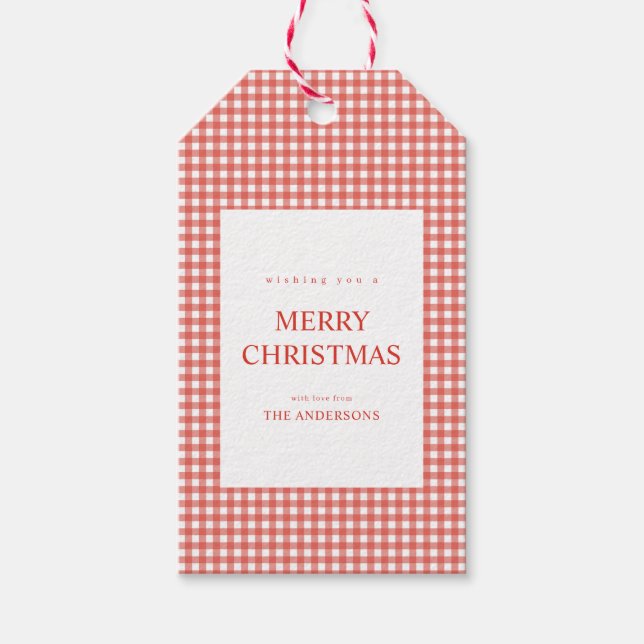 Red Gingham Christmas Gift Tags (Front)