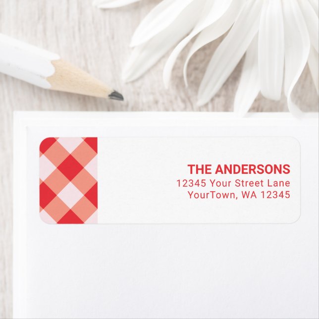 Red Gingham Christmas Holiday Return Address (Insitu)