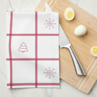 Red Gingham Christmas Pattern Kitchen Towel