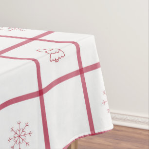 Red Gingham Christmas Pattern Tablecloth