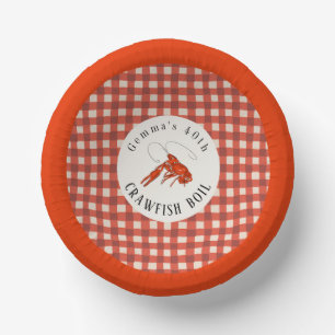 Red Gingham Crawfish Boil Seafood Party Paper Plate