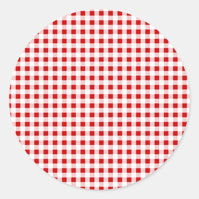 Red Gingham + Custom Colour Classic Round Sticker (Front)