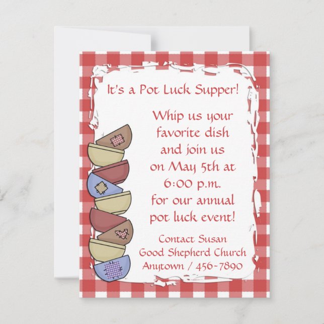 Red Gingham Dishes Invitation (Front)