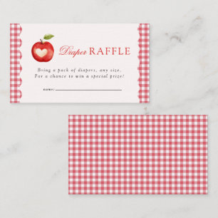 Red Gingham Fall Apple Baby Shower Diaper Raffle Enclosure Card