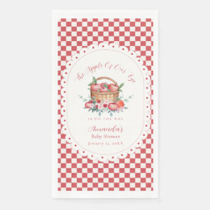 Red Gingham Fall Farmer Harvest Apple Baby Shower  Napkin