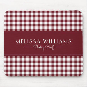  Red Gingham Farmhouse Monogram Pastry Chef Mouse Pad