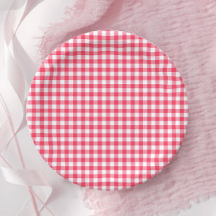 Red Gingham First Birthday Paper Plate