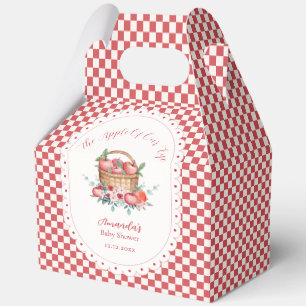 Red Gingham Floral Harvest Apple Baby Shower Favor Box