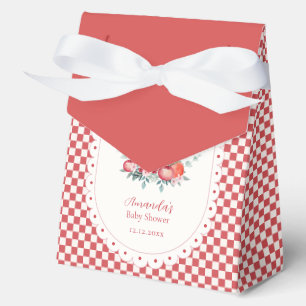 Red Gingham Flower Harvest Apple Baby Shower Favor Box