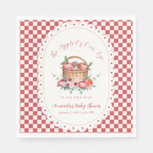 Red Gingham Flower Harvest Apple Baby Shower  Napkin