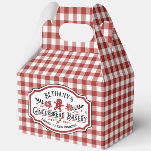 Red Gingham Gingerbread Bakery Favor Box