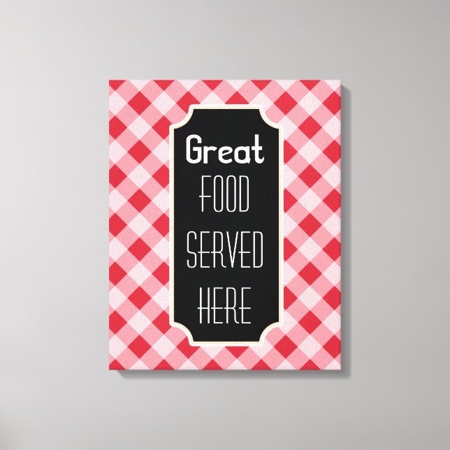 Red Gingham Great Food Sign Canvas (Front)