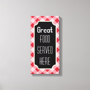 Red Gingham Great Food Sign Canvas