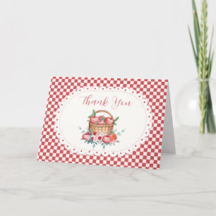 Red Gingham Harvest Apple Of Our Eye Baby Shower Thank You Card